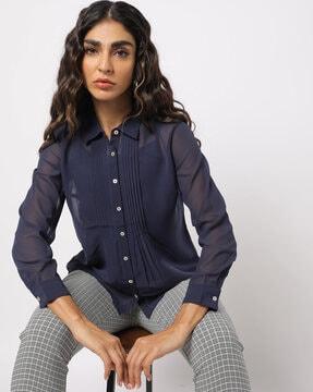 front pleated shirt with inner