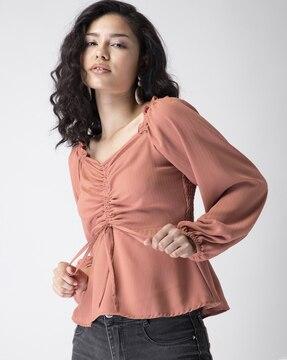 front ruched peplum top
