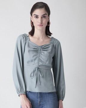 front-ruched peplum top