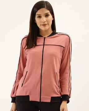 front-zip sweatshirt with zipped insert pockets