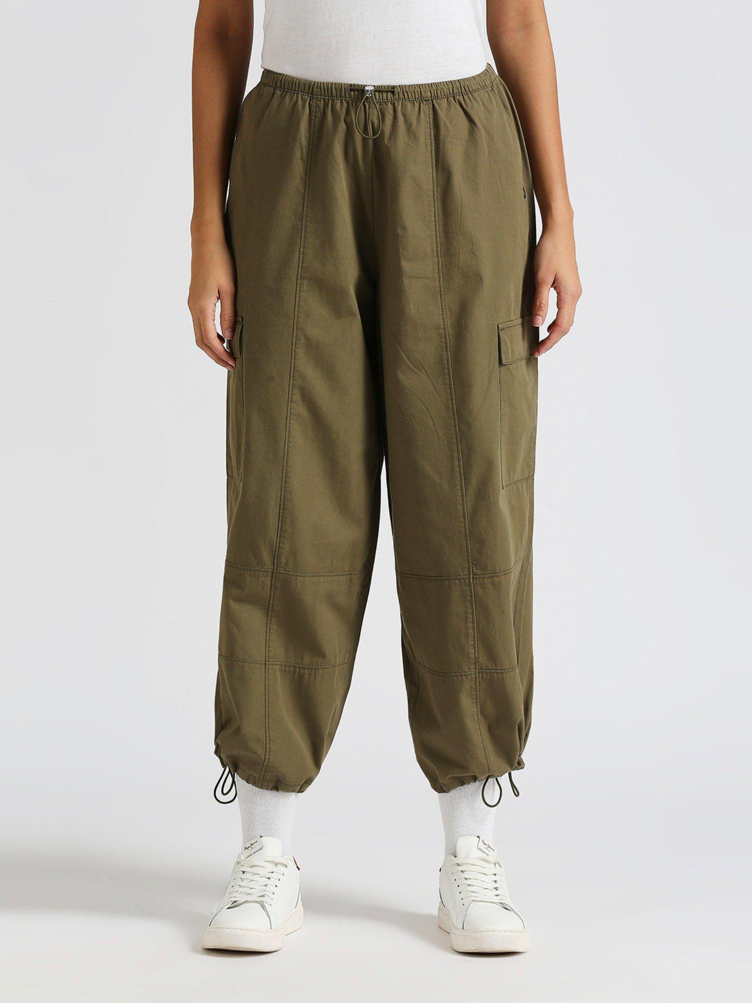 froyo solid parachute pants with cargo pockets