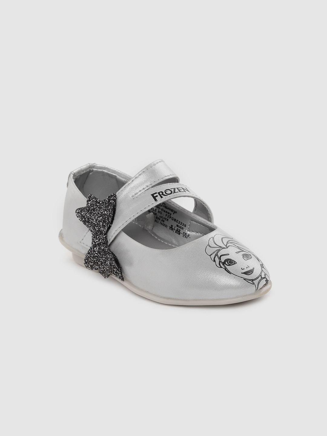 frozen girls silver-toned & black printed mary janes