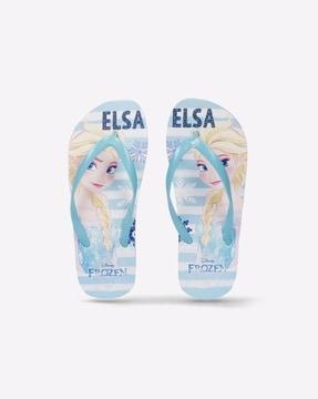 frozen print thong-strap flip-flops