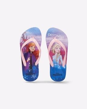 frozen print thong-strap flip-flops