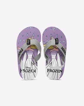 frozen print thong-strap flip-flops