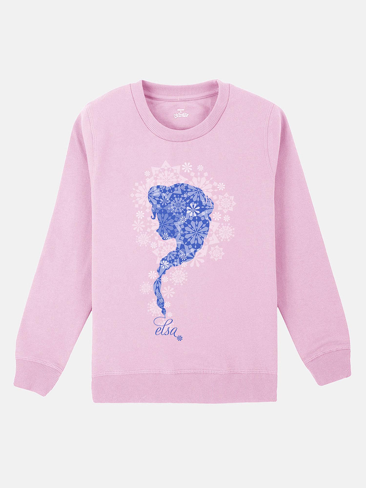 frozen printed pink full sleeve sweater