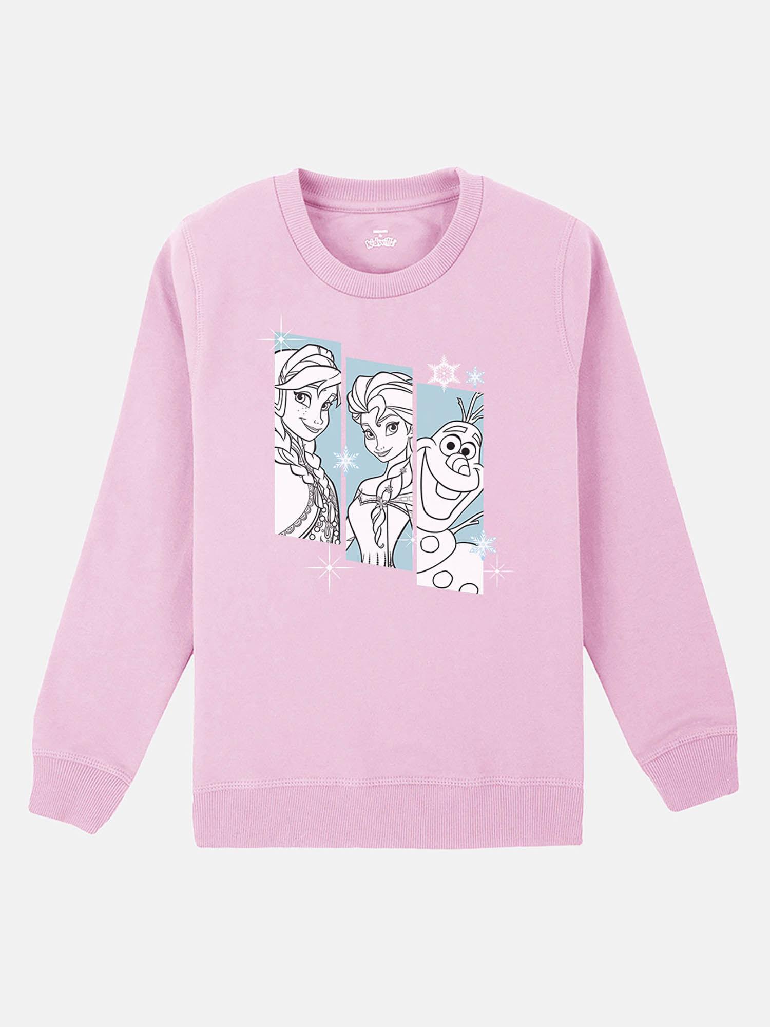 frozen printed pink full sleeve sweater