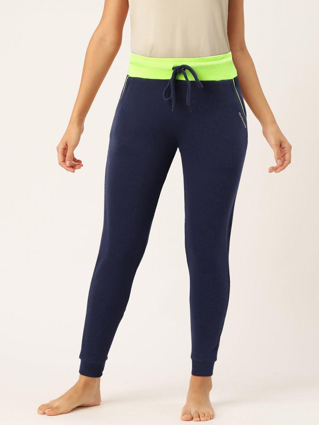 fruit of the loom women navy blue solid lounge pants