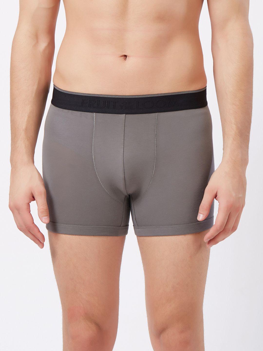 fruit of the loom men charcoal grey mid-rise solid trunks mtr09-a1s2