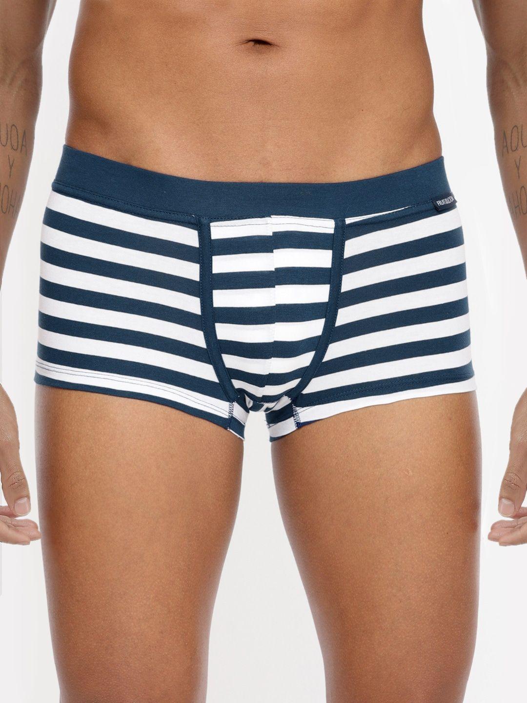 fruit of the loom men navy blue & white striped trunks mtr19-a1s2