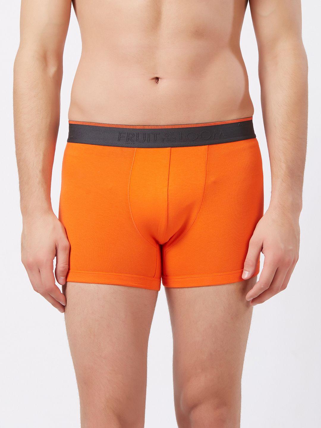 fruit of the loom men orange solid mid-rise trunks mtr09-a1s4