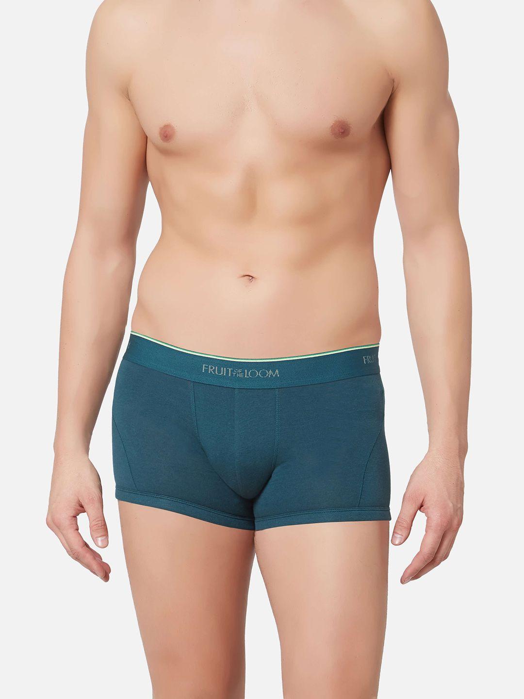 fruit of the loom men teal-blue solid trunks mtr06-n-a1s4