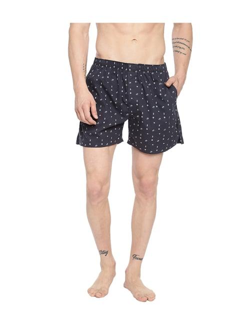 fruit of the loom navy printed cotton boxers