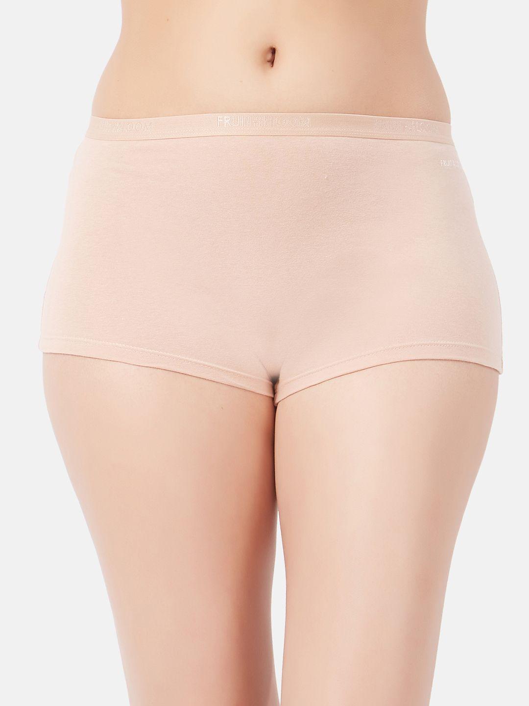 fruit of the loom women beige solid boy shorts fbys03-a1s3