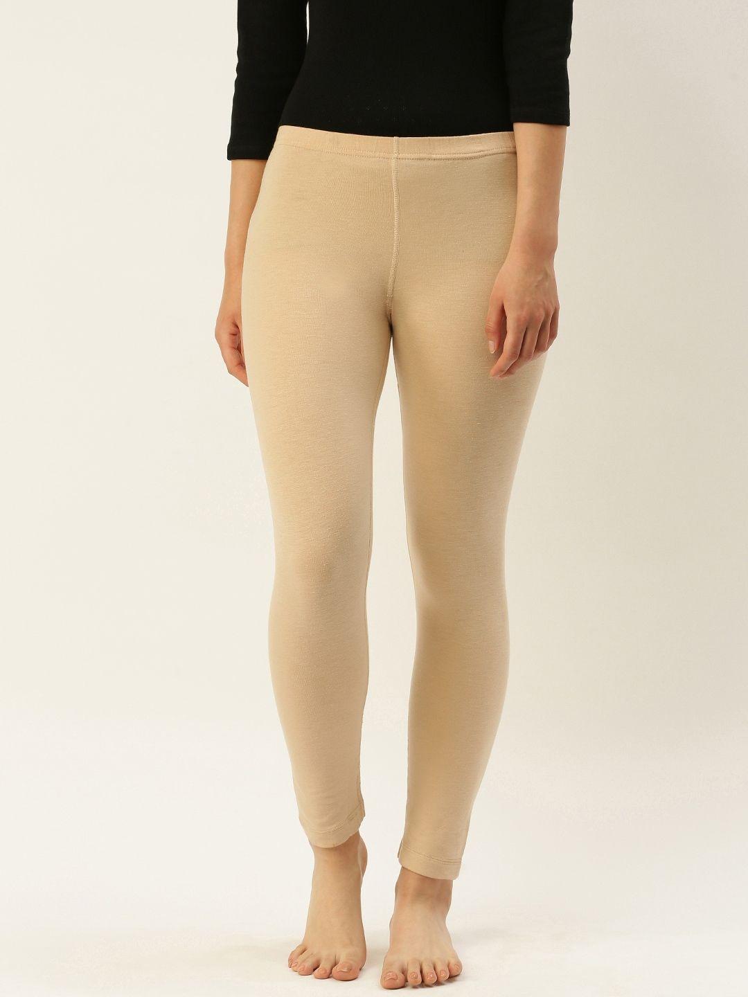 fruit of the loom women beige solid thermal bottoms