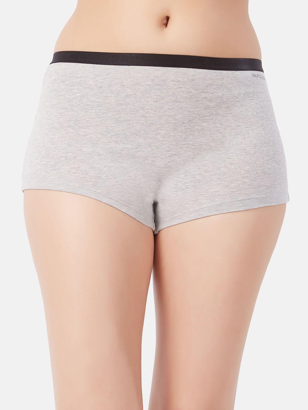 fruit of the loom women grey melange solid boy shorts fbys03-a1s4