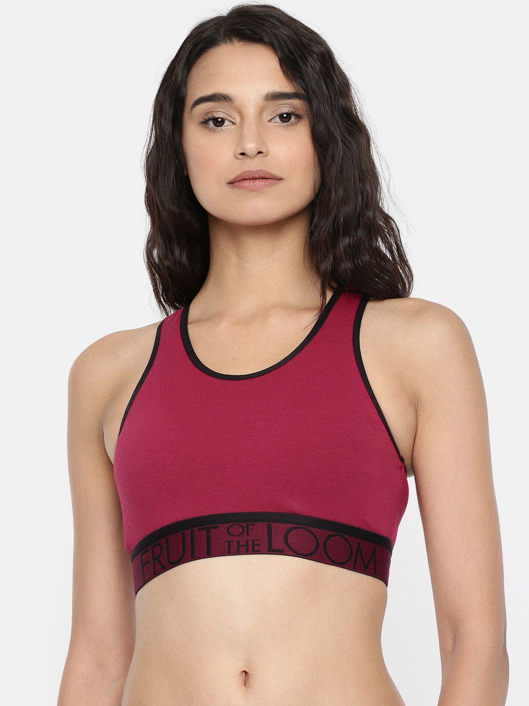 fruit of the loom women red solid play yoga sports bra