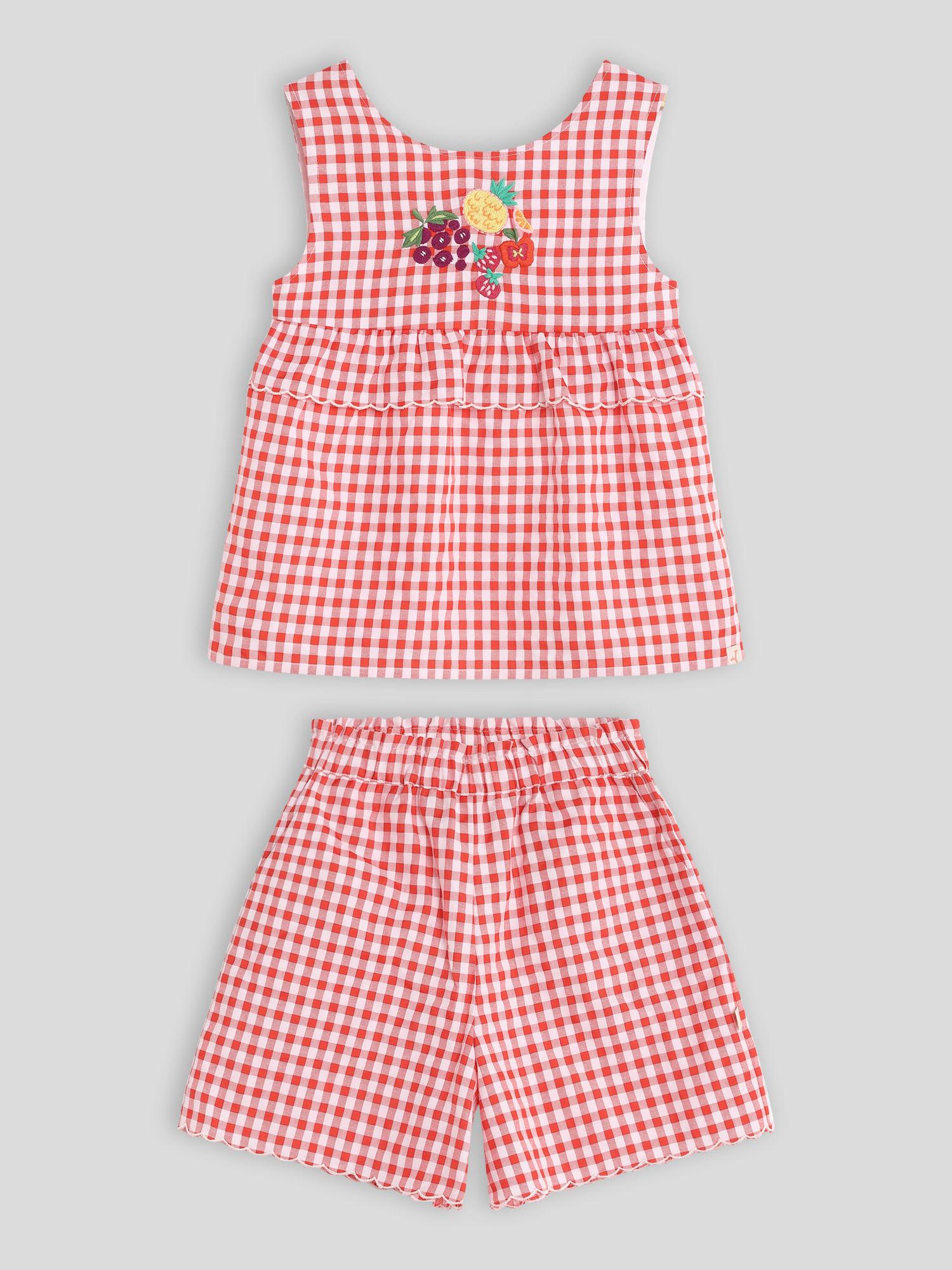 fruity gingham top & shorts (set of 2)