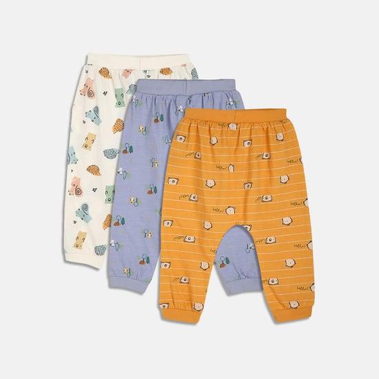 fs mini klub boys printed assorted pants - set of 3