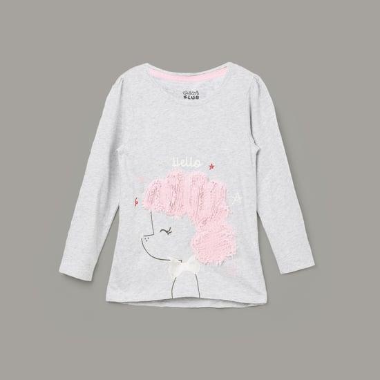 fs mini klub girls appliqued long sleeve t-shirt