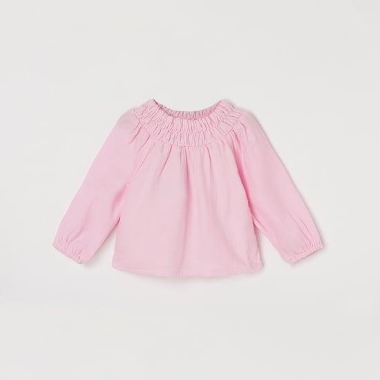 fs mini klub girls solid smocked neck top