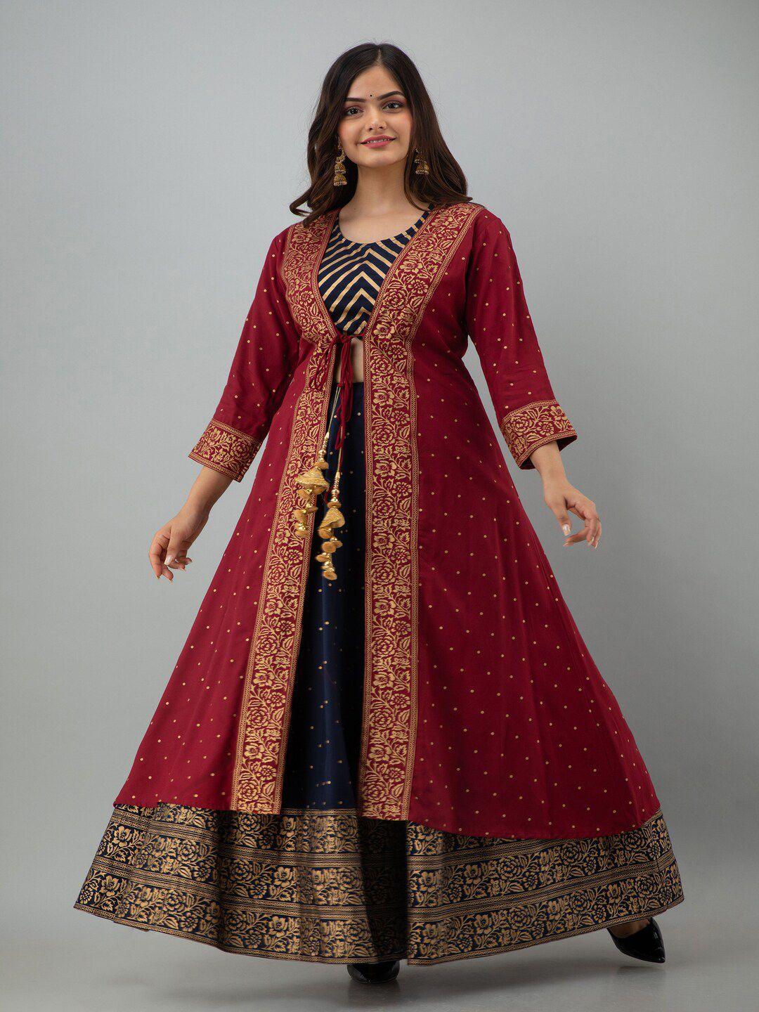ftdiva-ethnic-motifs-woven-design-ready-to-wear-lehenga-&-blouse-with-shrug