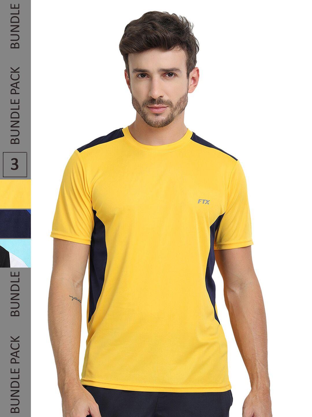 ftx pack of 3 colourblocked dry fit sports t-shirts