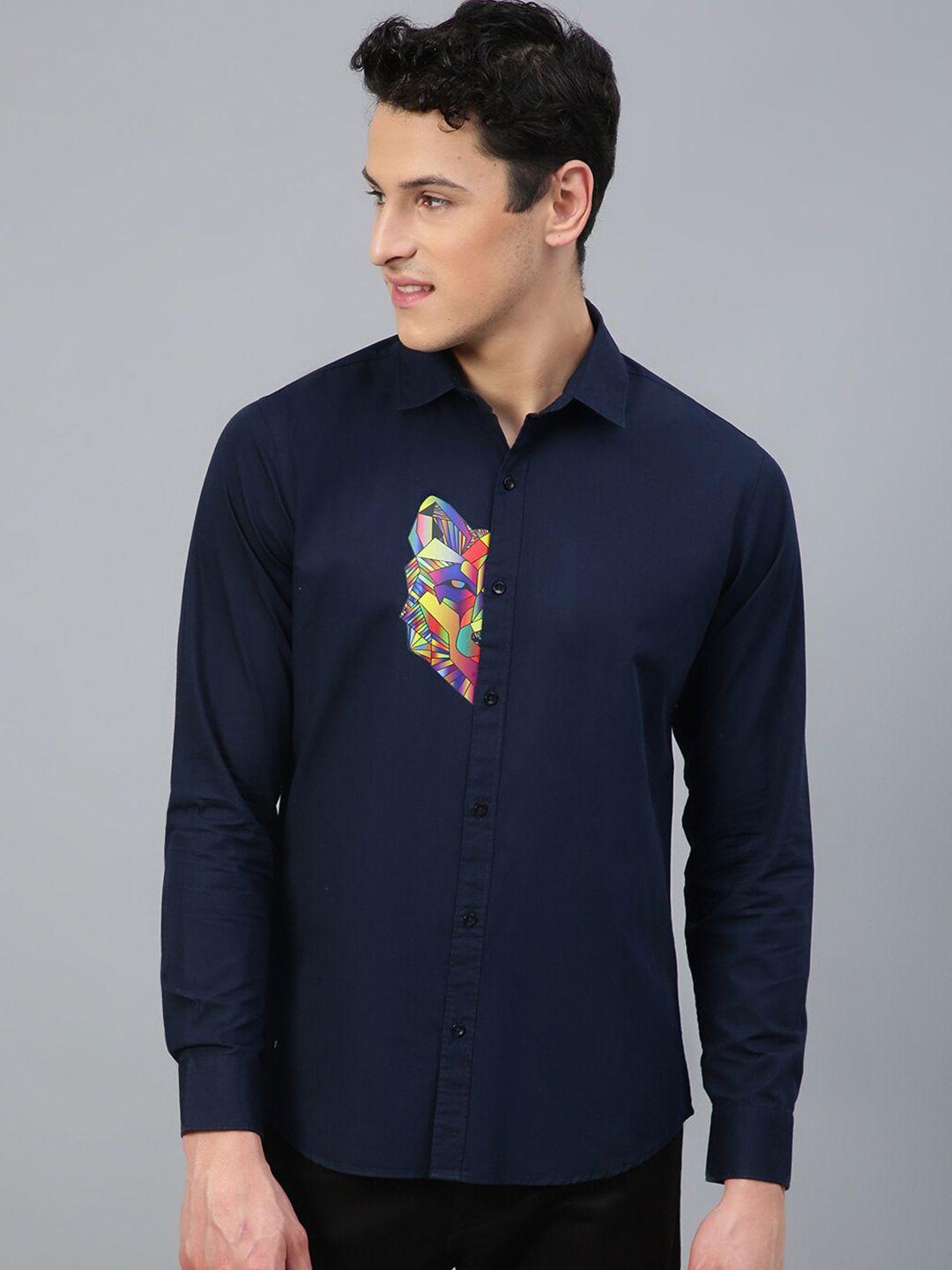 ftx standard spread collar graphic printed opaque cotton casual shirt
