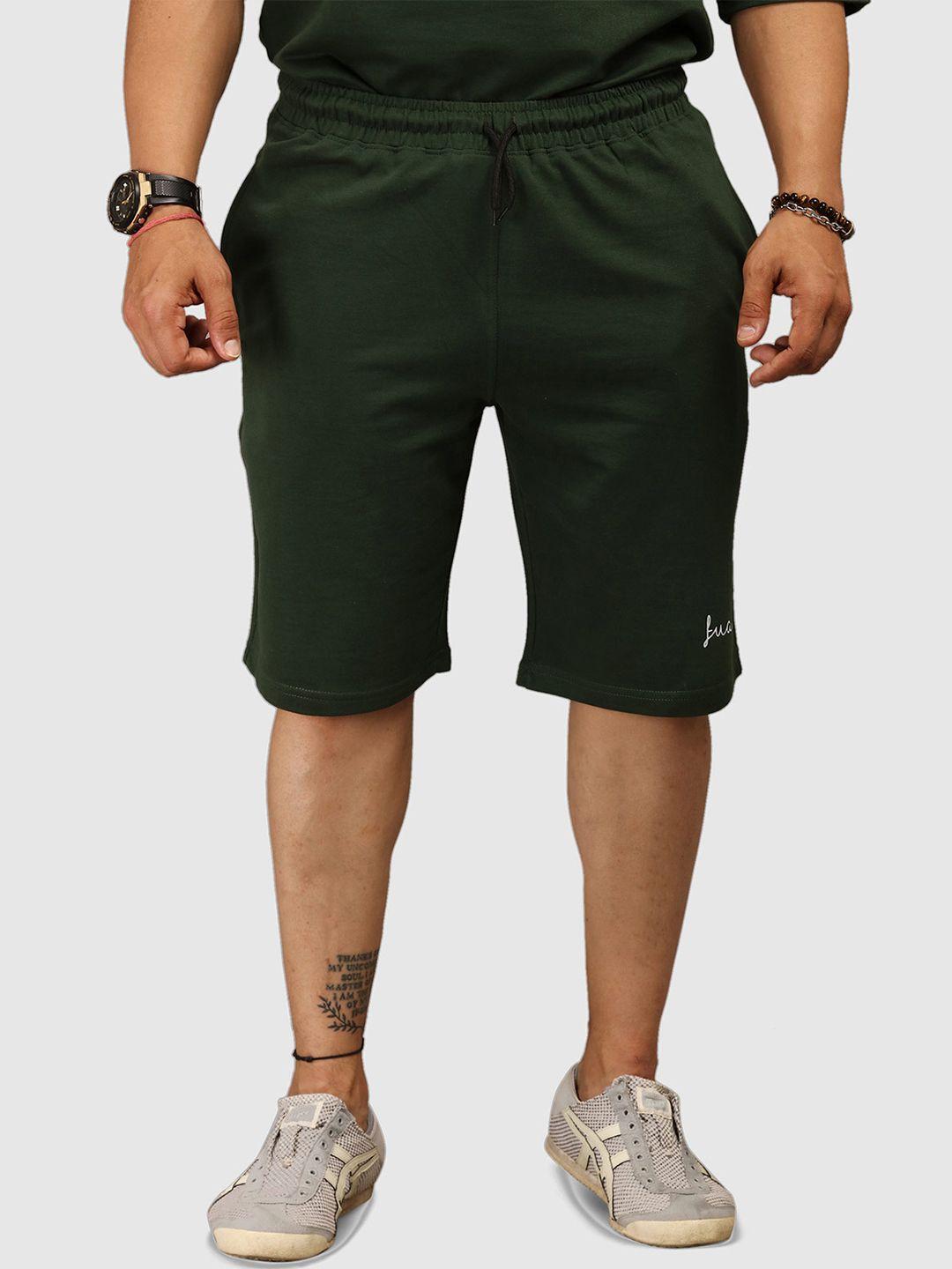 fuaark men olive green loose fit training or gym antimicrobial sports shorts