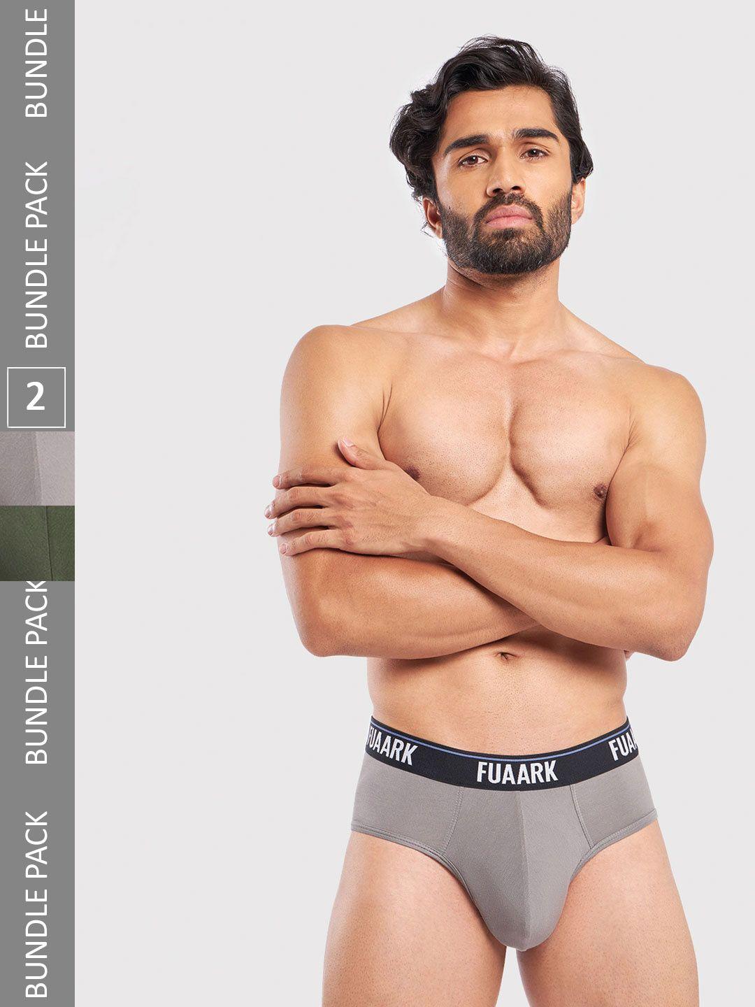 fuaark pack of 2 moisture-wicking basic briefs fusmbrp2-grey-olive-s