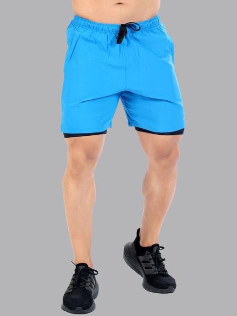 fuaark sky blue slim fit sports shorts