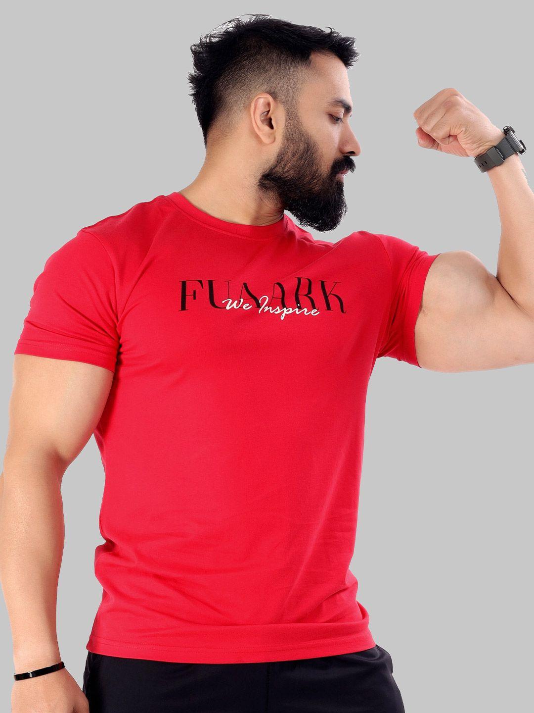 fuaark  typography printed anti odour slim fit pure cottont-shirt