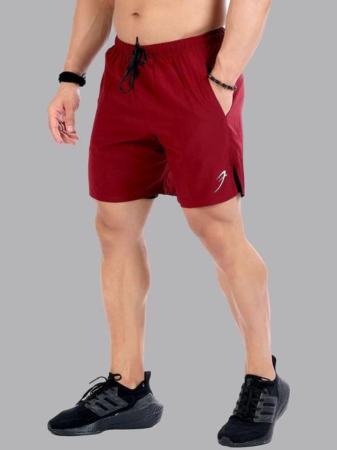 fuaark maroon slim fit sports shorts