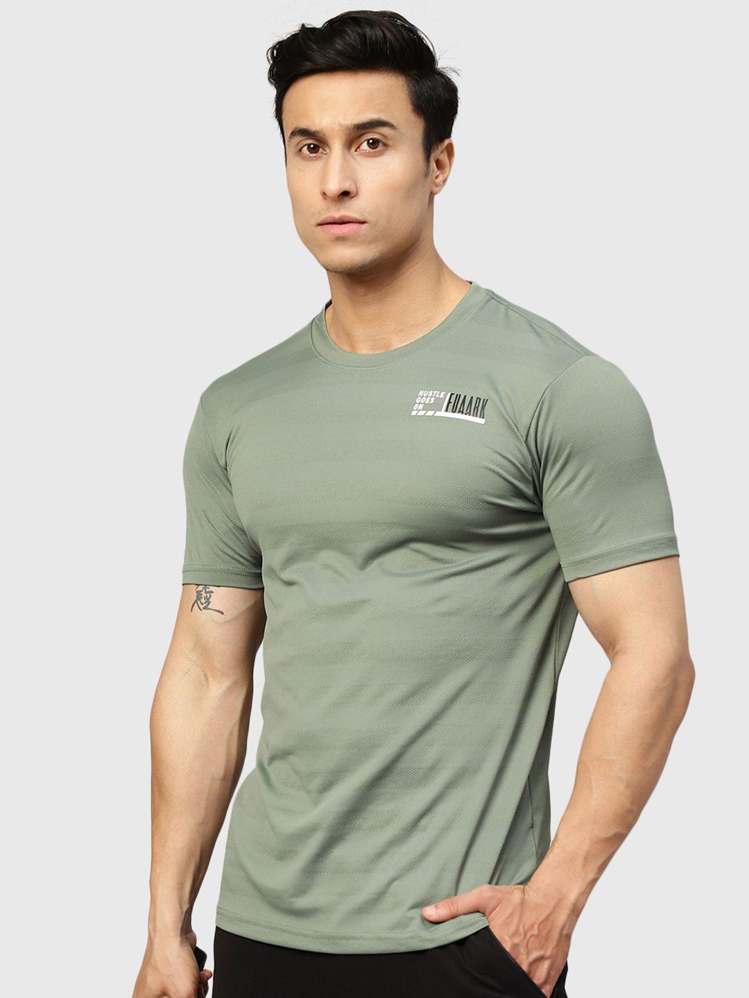 fuaark men green solid anti odour slim fit t-shirt