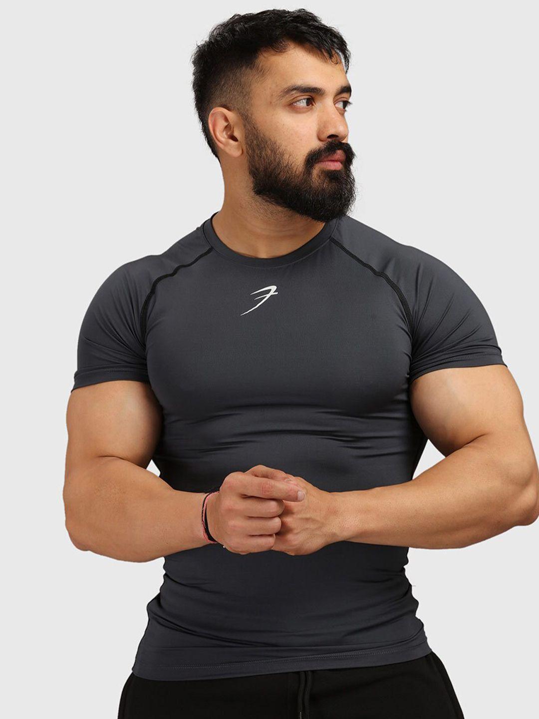 fuaark men grey raw edge compression t-shirt