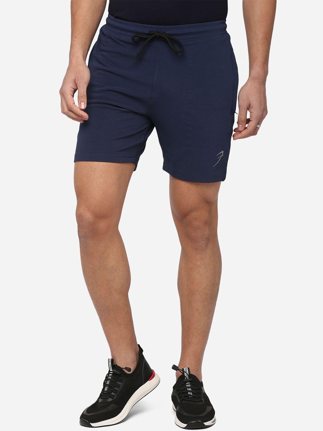 fuaark men navy blue slim fit training or gym sports shorts