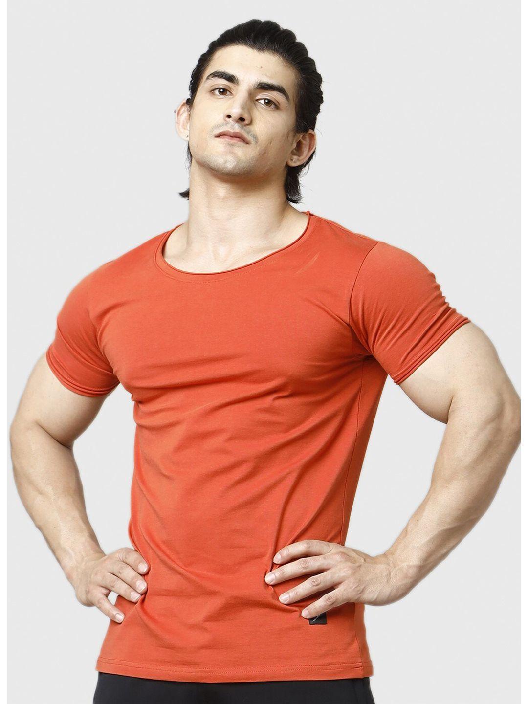 fuaark men orange anti odour slim fit t-shirt