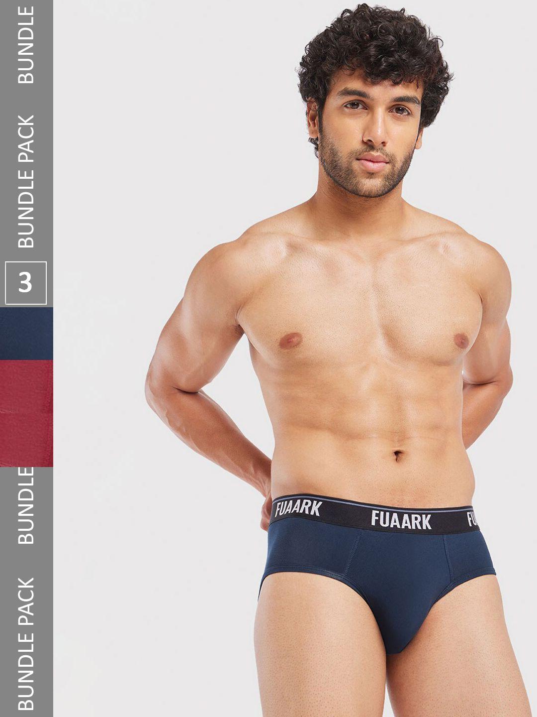 fuaark pack of 3 ultra soft basic brief fusmbrp3-blue-maroon2-s