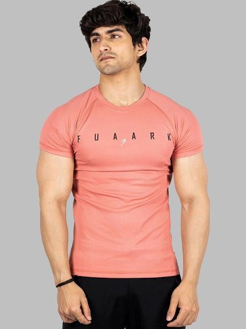 fuaark pink slim fit printed sports t-shirt