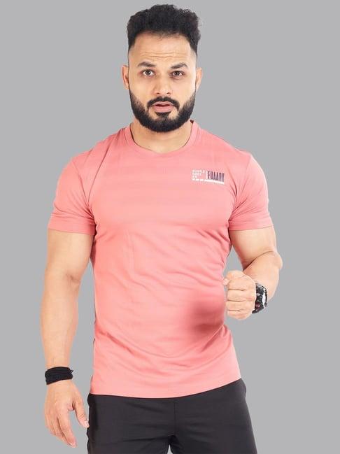 fuaark pink slim fit printed sports t-shirt