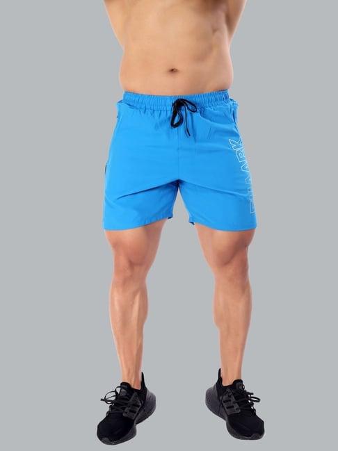 fuaark sky blue slim fit sports shorts