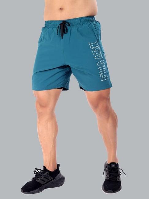 fuaark teal slim fit sports shorts