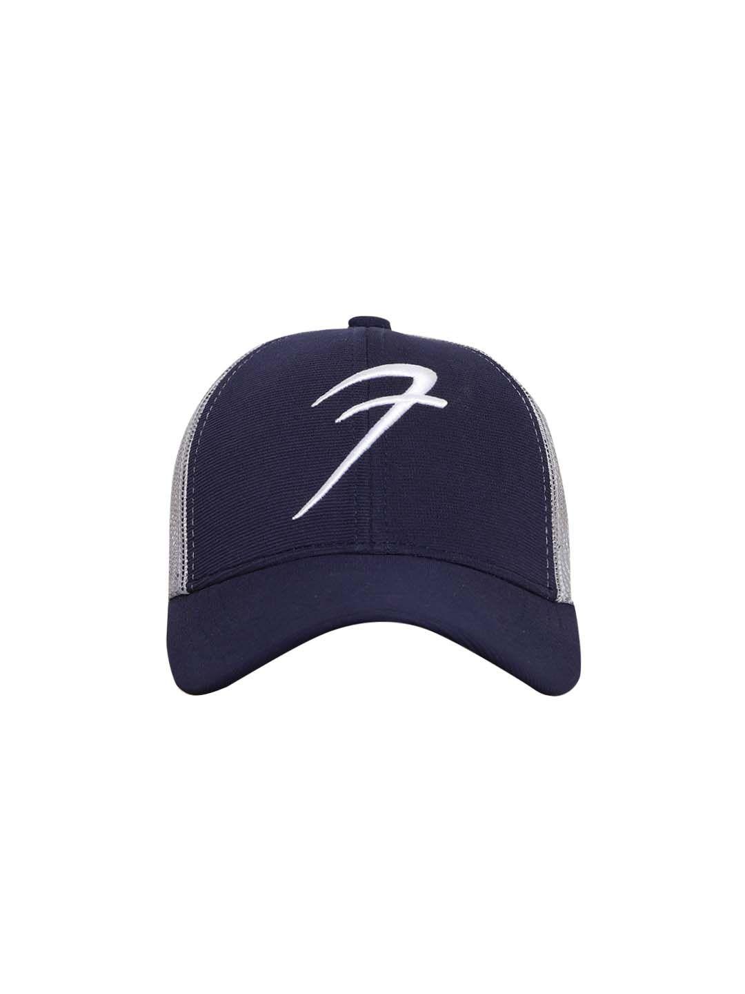 fuaark unisex navy blue & grey colourblocked baseball cap