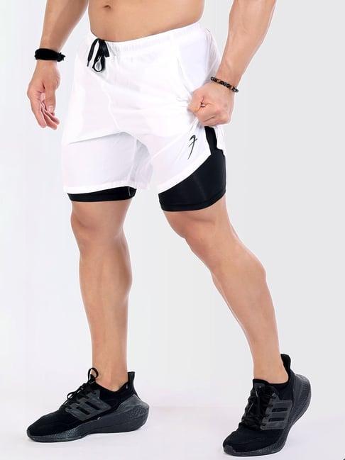 fuaark white slim fit sports shorts