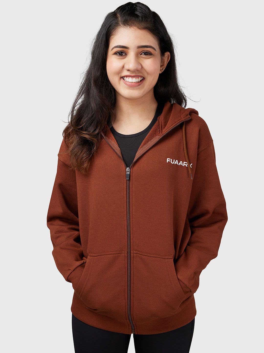 fuaark women brown lightweight antimicrobial training or gym sporty jacket