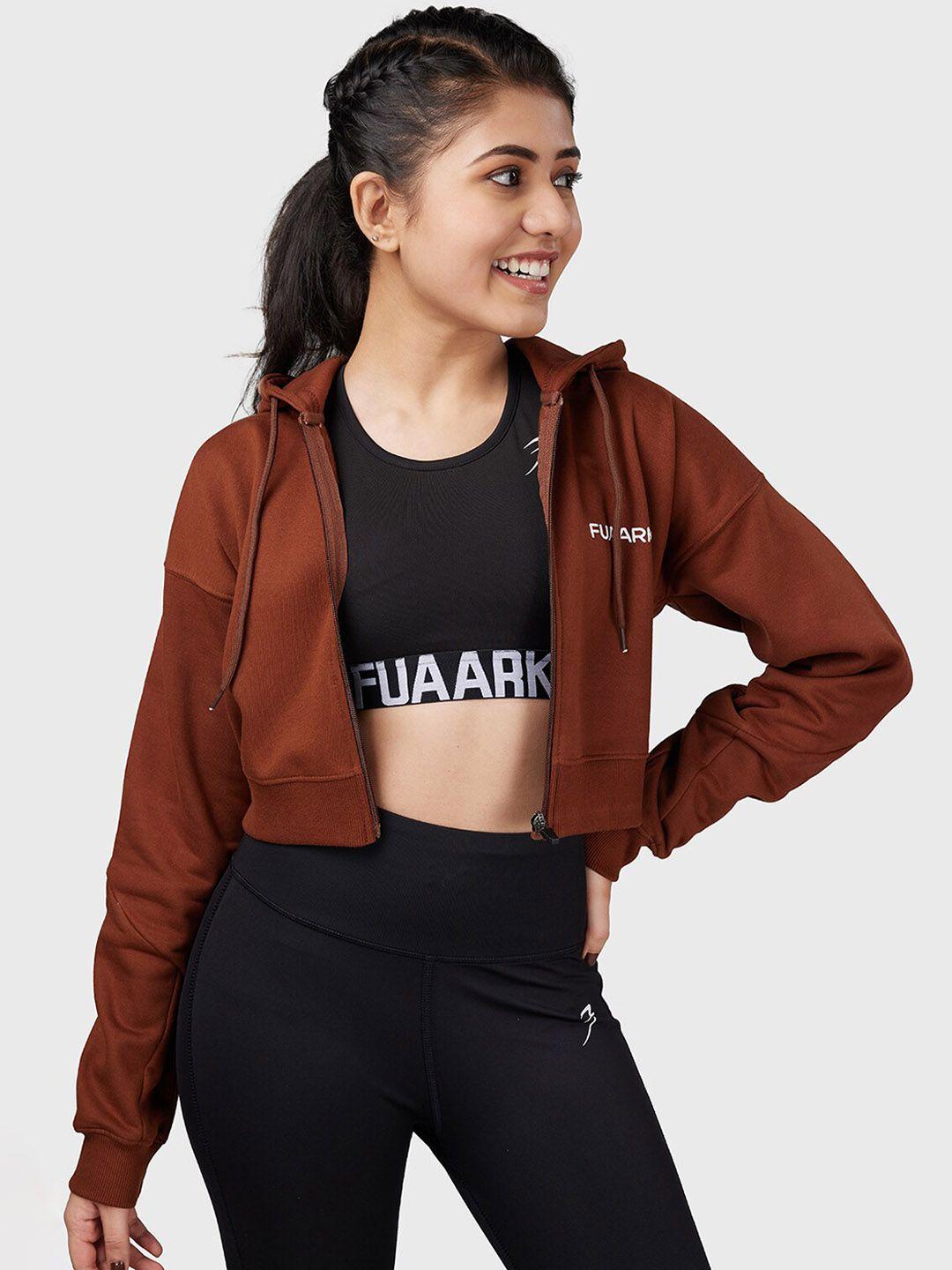 fuaark women red lightweight antimicrobial crop training or gym sporty jacket