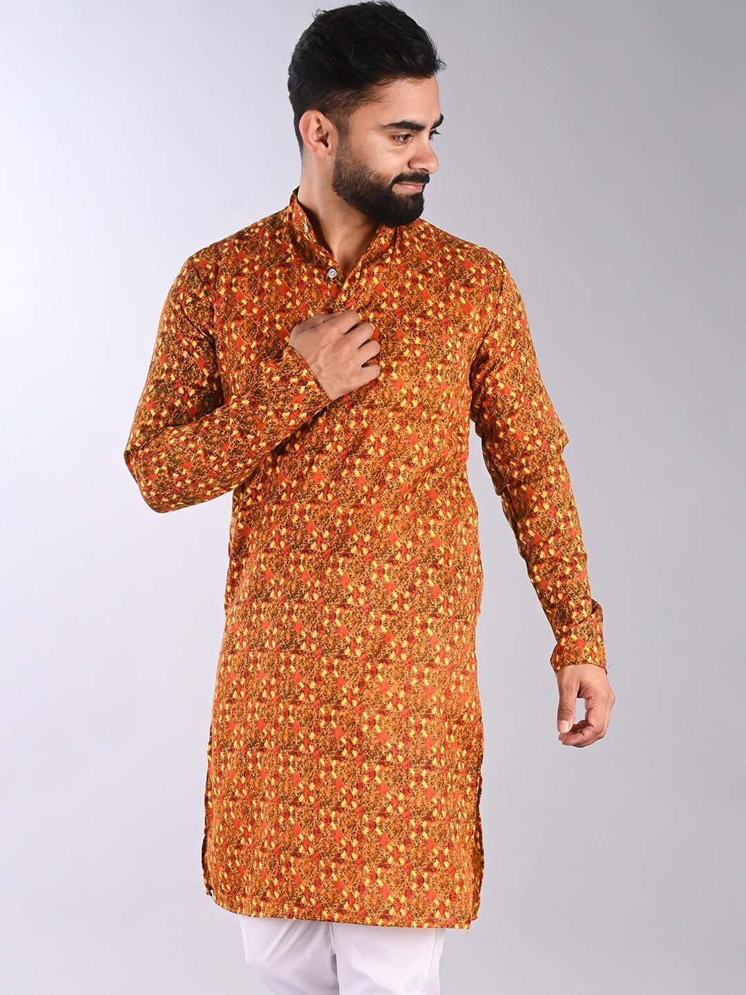 fubar ethnic motif printed mandarin collar cotton kurta