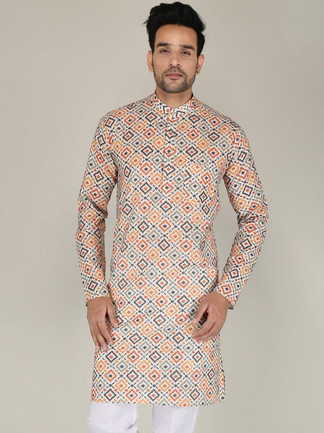 fubar ethnic motif printed mandarin collar cotton kurta