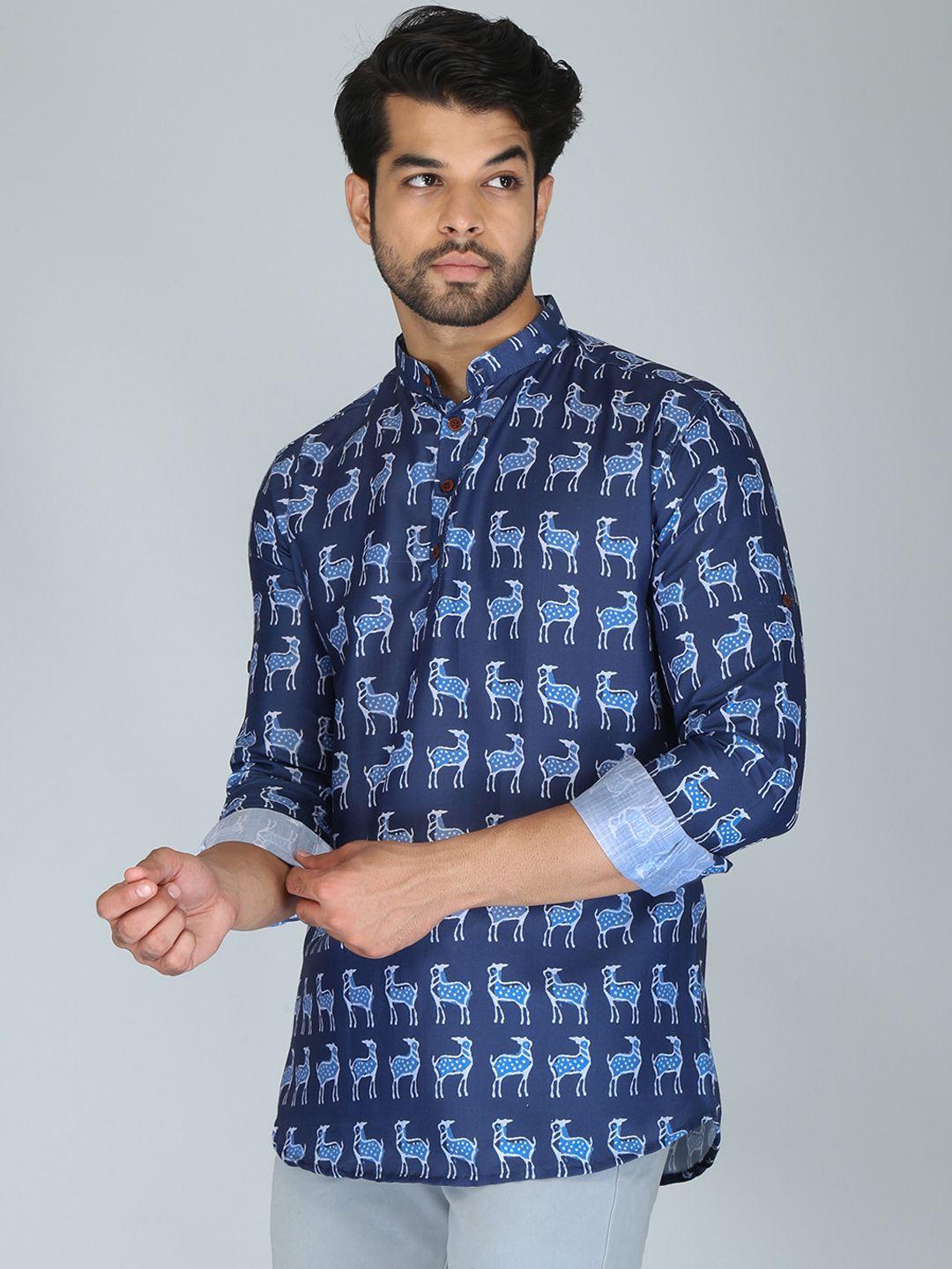 fubar ethnic motifs printed band collar cuffed sleeves straight kurta