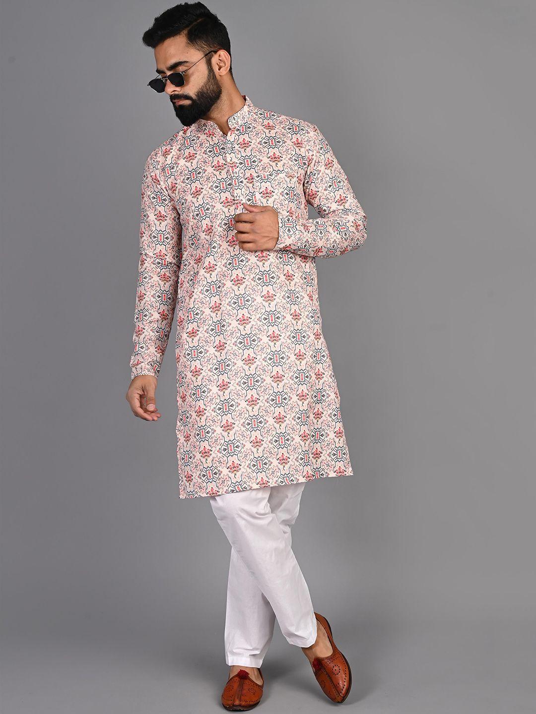 fubar ethnic motifs printed mandarin collar kurta